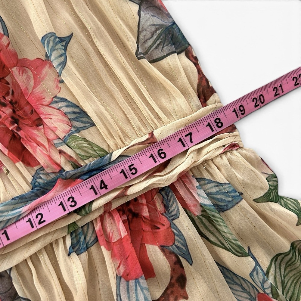 Ieena for Mac Duggal Women's 16 Beige Multicolor Floral Chiffon Maxi Tier Dress - Picture 11 of 16
